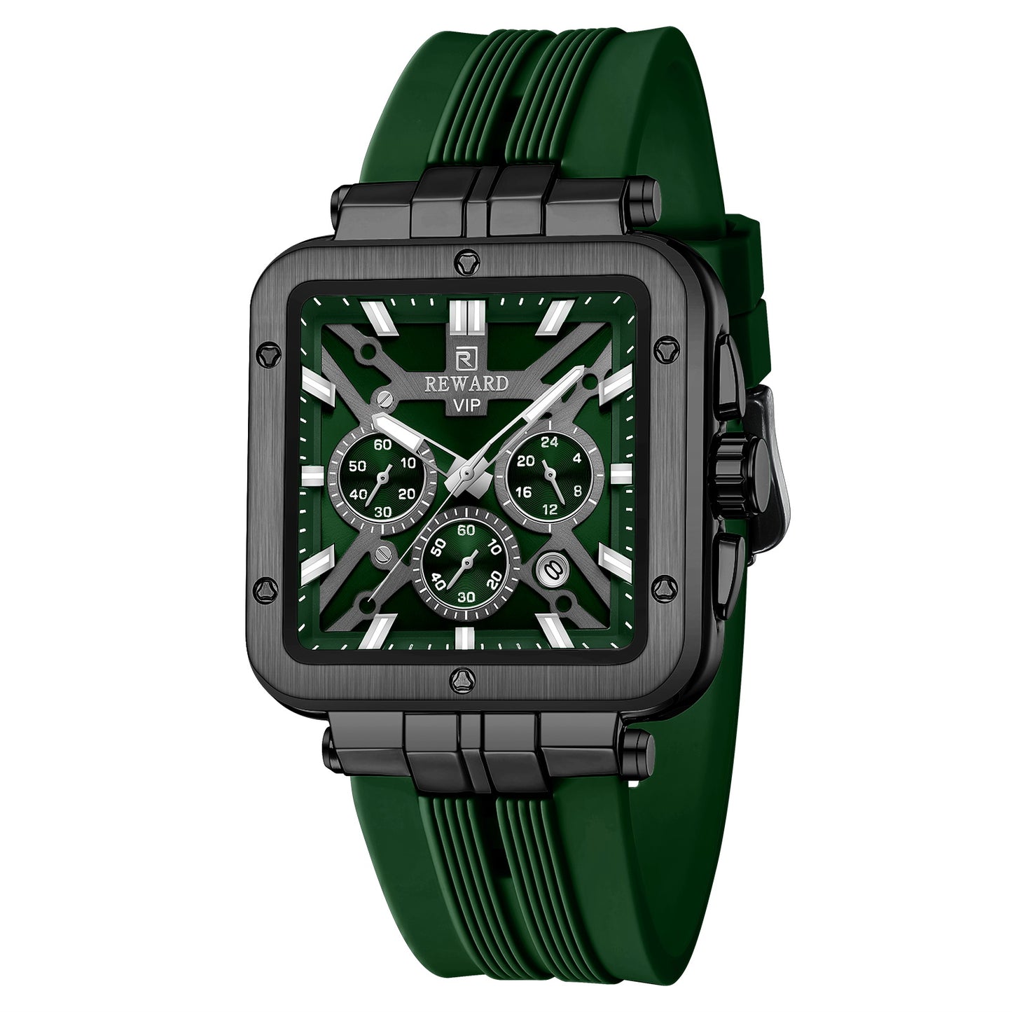 "Time is luxury — REWARD VIP Square Chronograph Watch, wear it like a VIP!"