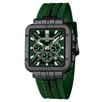 "Time is luxury — REWARD VIP Square Chronograph Watch, wear it like a VIP!"
