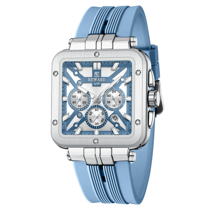 "Time is luxury — REWARD VIP Square Chronograph Watch, wear it like a VIP!"