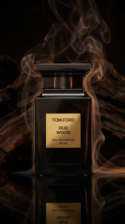 "One spray. Remembered forever." — Tom Ford Oud Wood 🖤